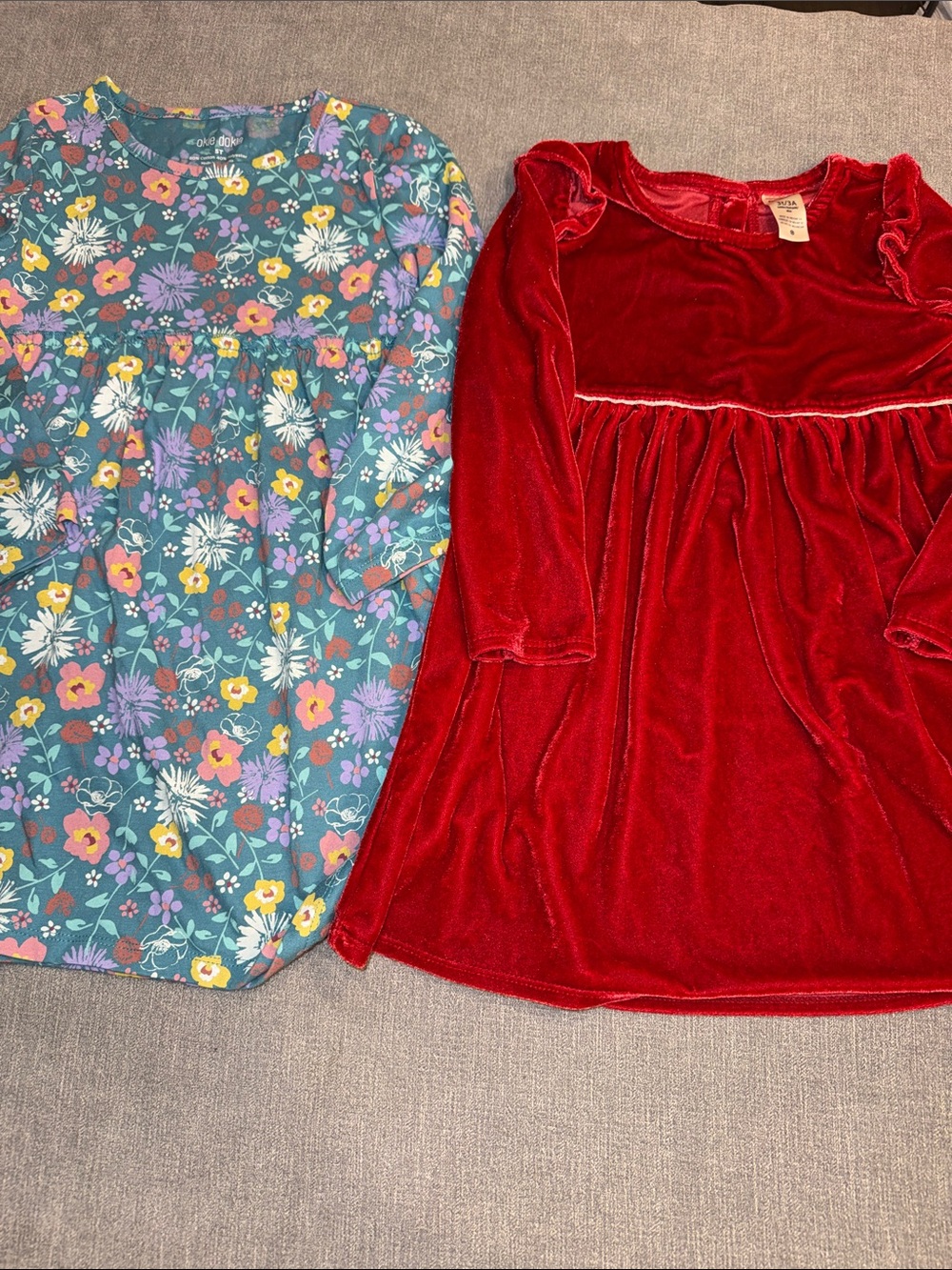 Red Velvet Long-Sleeve Dress Lot